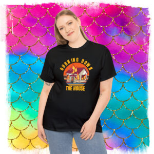 Eighties Rock Music Shirt, Burning Down The House, Heads Rock The House, Men’s, Women’s, Burning Down The House Gift T-Shirt