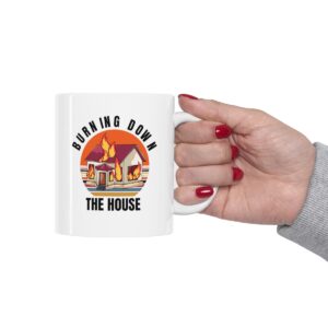The Eighties, Rock Music Ceramic Mug 11oz, Burning Down The House Mug, T-Heads Mug, Burning Down The House 11 oz Coffee Mug