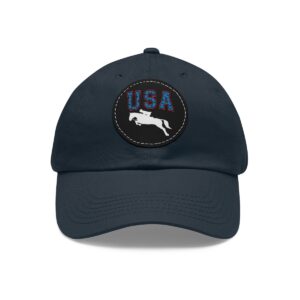USA Equestrian Hat, Summer Games 2024 Equestrian, Men’s, Women’s Hats, USA 2024 Equestrian, Printed On Black Leather Patch