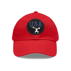 USA Weightlifting Hat, Summer Games 2024 Weightlifting, Men’s, Women’s Hats, USA 2024 Weightlifting, Printed On Black Leather Patch