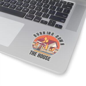 Eighties Rock Lovers, T- Heads Lovers, Burning Down The House, 1980s T-Heads Music, Kiss-Cut Stickers, Gift Kiss-Cut Sticker for Eighties Rock Music Fans