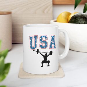 USA Weightlifting Mug, USA Lovers Gift Mug, USA Weightlifting Lovers Mug, Custom USA Games 2024 Mug, Cocoa Lovers, USA 11oz Fan Mug
