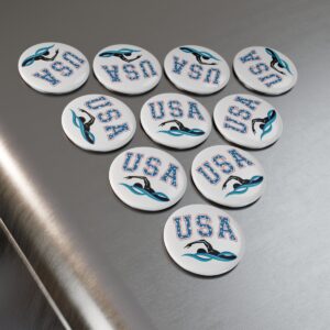 Custom USA Swimming Magnets, USA Swimming Gift Button Magnet, USA Swimming 2024 Summer Games Souvenir Summer Games 2024 Fridge Magnet (1 and 10 pcs)