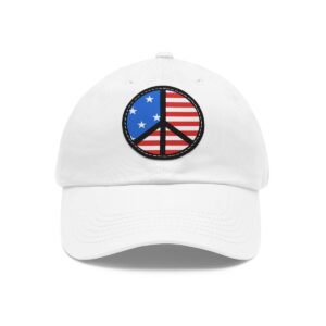 USA, Peace Sign Flag Hat, USA Lovers, USA Peace Cap, Mens Hat, Womens Hat, Cool USA Flag Peace Sign, USA Gift, Printed On Black Leather Patch